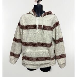 Brooklyn Cloth Mens Sherpa Hoodie Size Medium 1/2 Zip Pullover Trademark